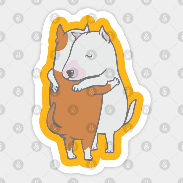 Bull Terrier Hugs Sticker by huebucket